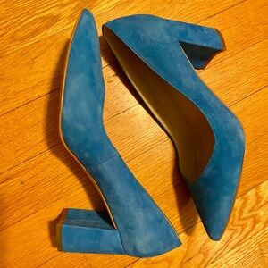 Marc Fisher Zala blue suede block heel